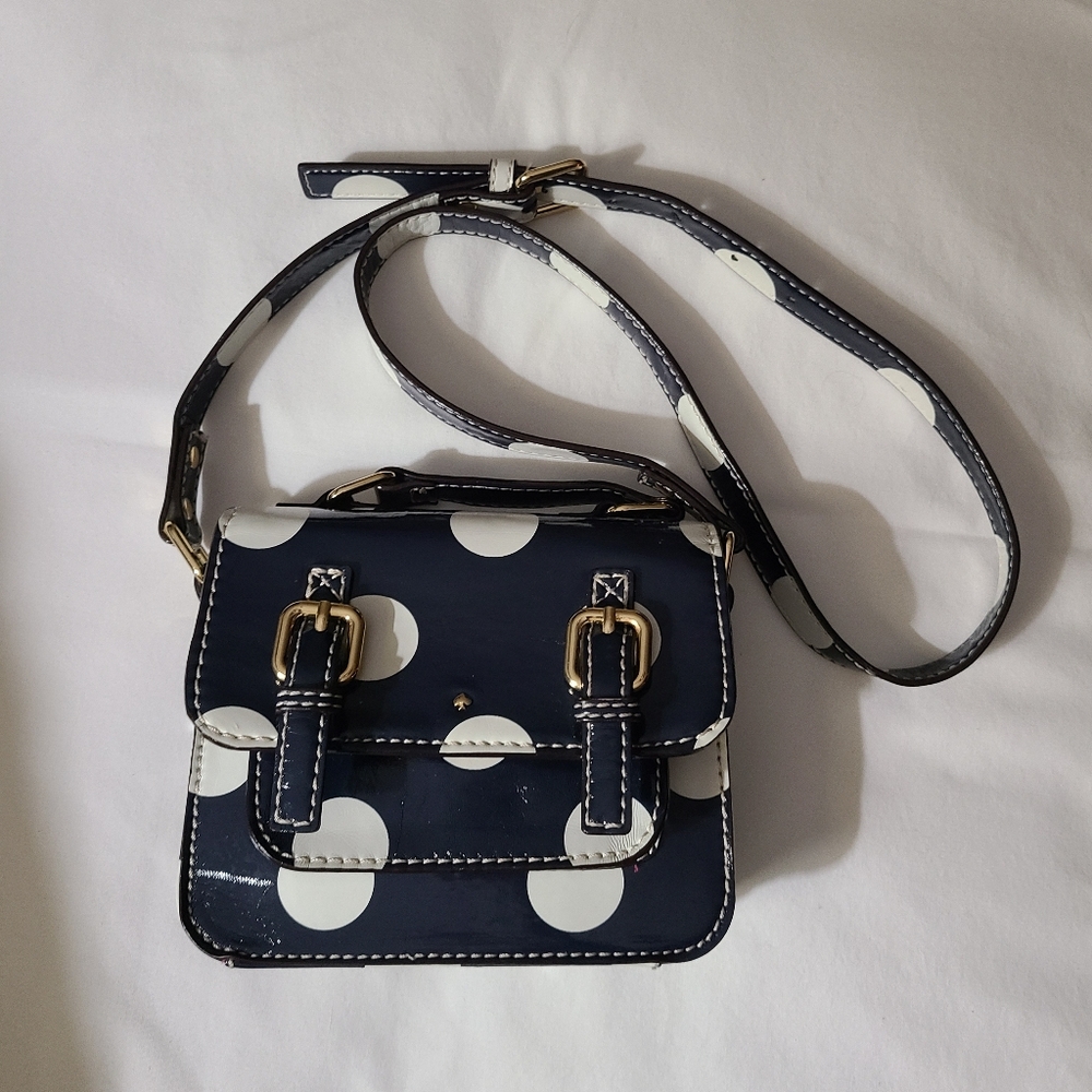 Kate Spade For Gap Kids Navy and White Polka Dot Crossbody Bag - Picture 3 of 14